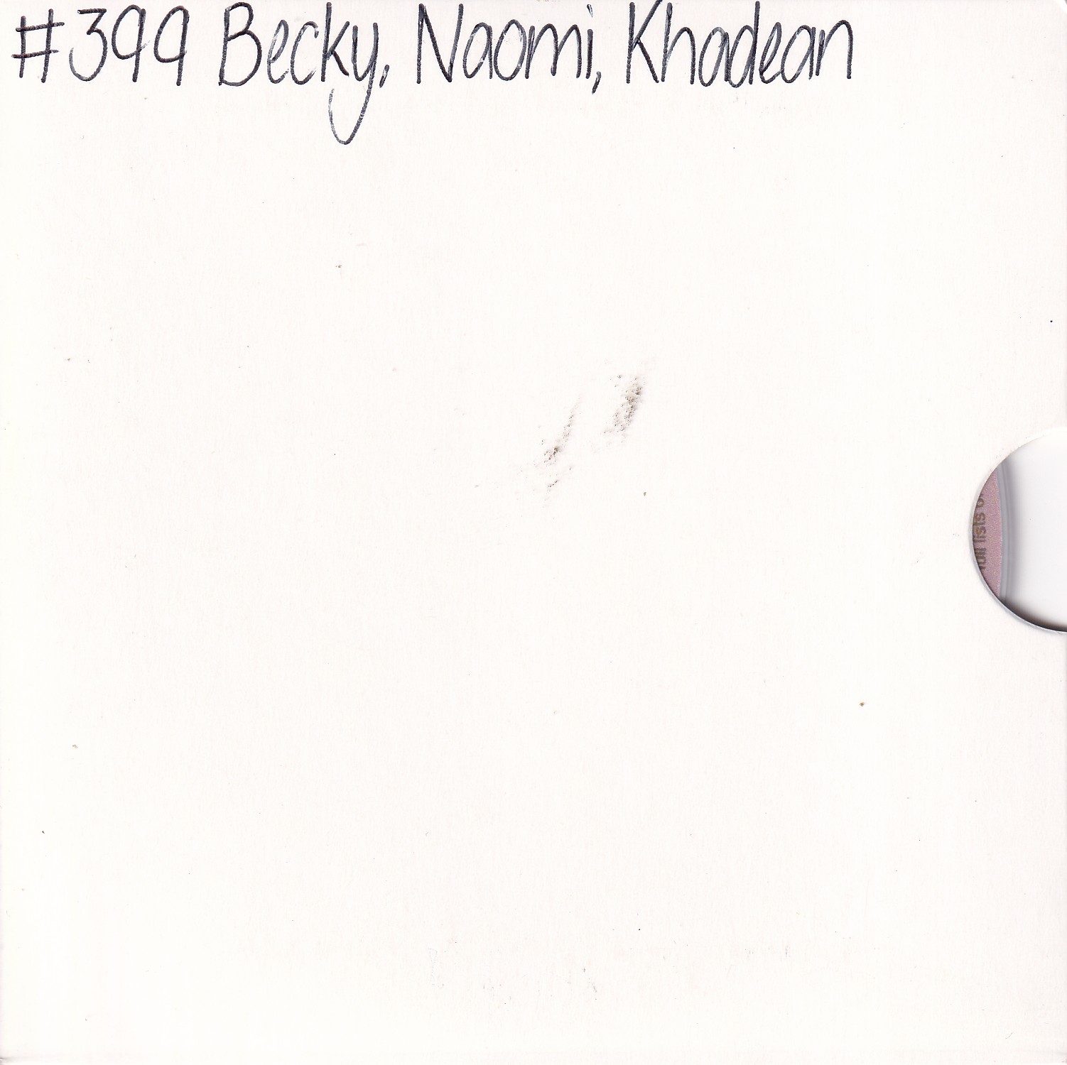 Fiona Cooper DVD no 399; Becky, Naomi, Khadean.