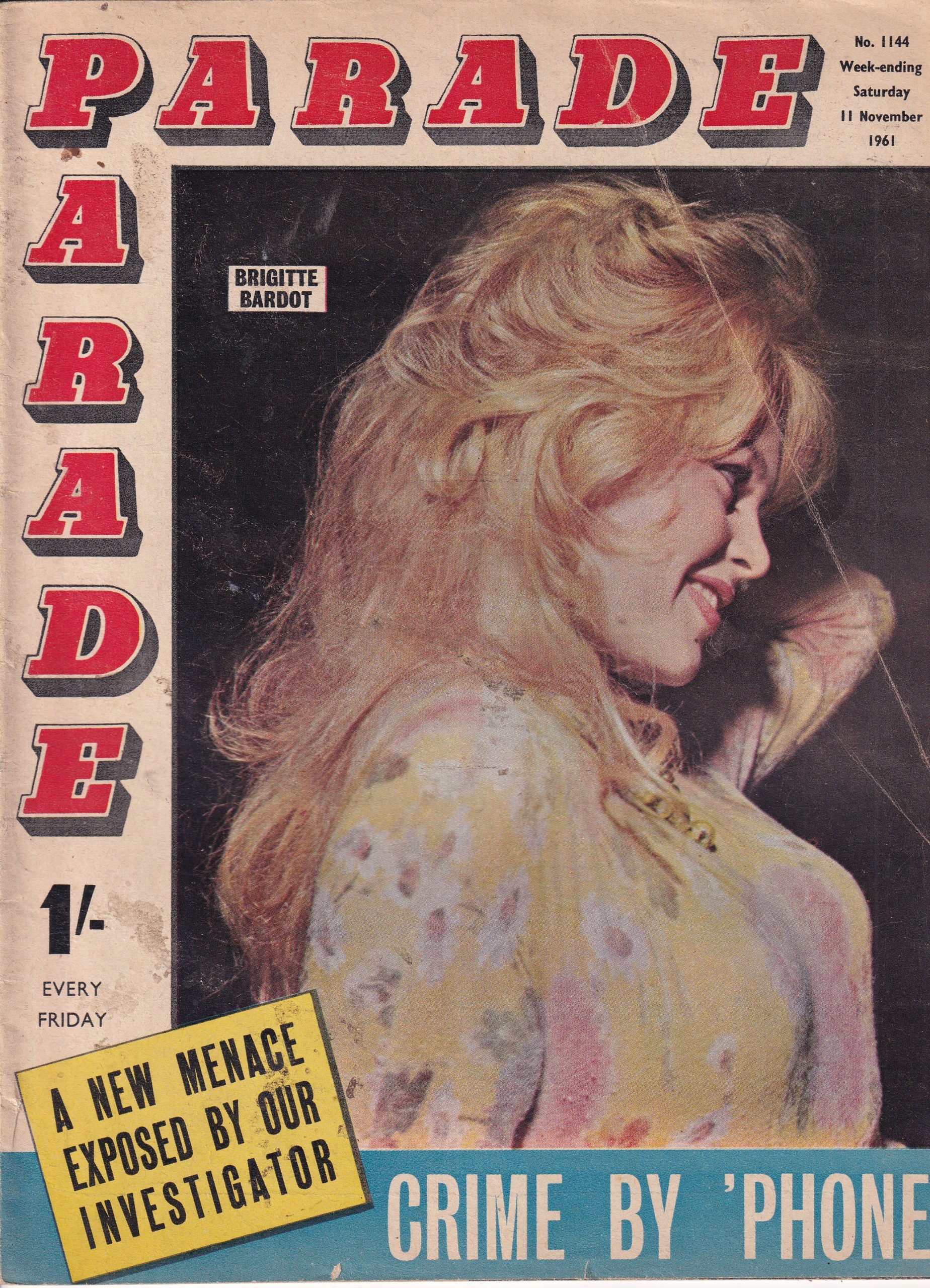 Vintage Parade 11th November 1961 featuring Brigitte Bardot on the cover.